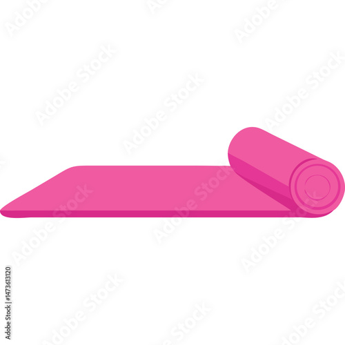 Pink yoga mat illustration fitness wellness exercise concept