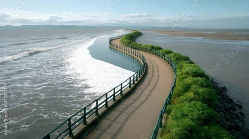 Wallpaper Mural an elevated walkway extends through the water, providing a unique path with scenic views Torontodigital.ca