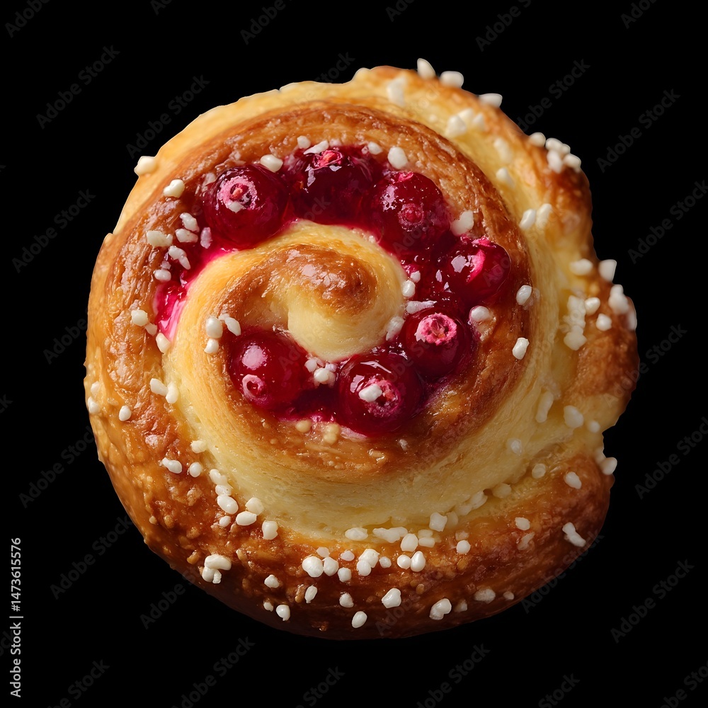 Obraz premium Indulge in Fresh Kolachka Curl Pastries Filled with Cherry Cream for Decadent Bakery Experience
