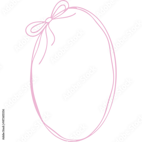 Cute pink easter frame with ribbon bow illustration