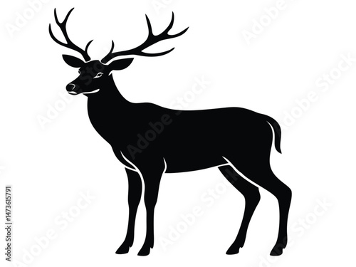 A brown deer silhouette vector illustration depicts a wild mammal with antlers