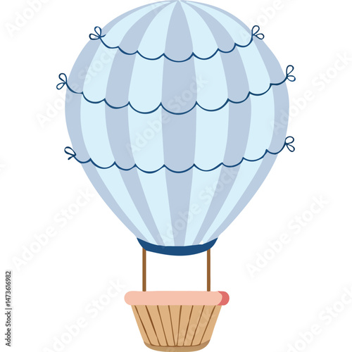 Whimsical hot air balloon illustration for childrens design