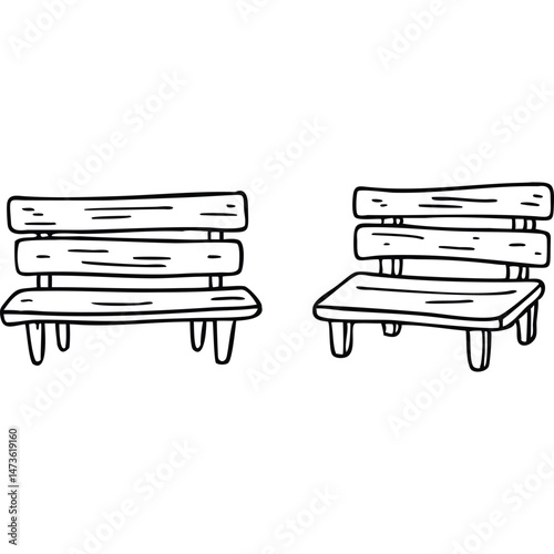 Minimalist Black and White Park Bench Illustration Vector Graphic