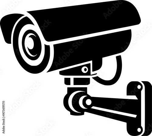 Black and white security camera icon.