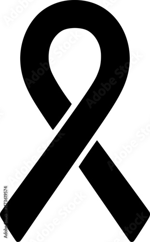 Simple black awareness ribbon icon