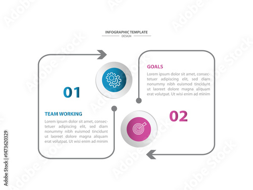 2 step or option infographic template design vector for business and presentation