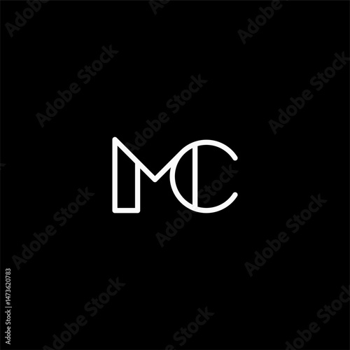 Minimalist line letter MC or CM logo concept vector icon