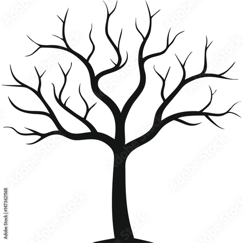 Bare Tree Silhouette Vector Simple Spooky Winter Autumn Design
