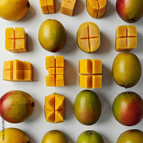 Fresh beautiful mango half isolated on white background
