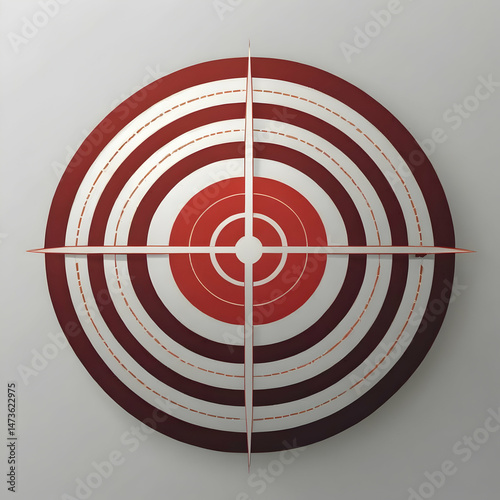 Red Dart Arrow Hitting Bullseye on Red Background

