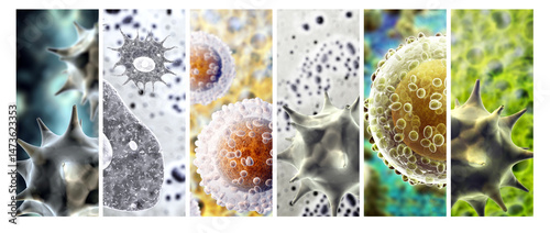 Konstfotografi Collection banners with pathogenic bacterias and viruses