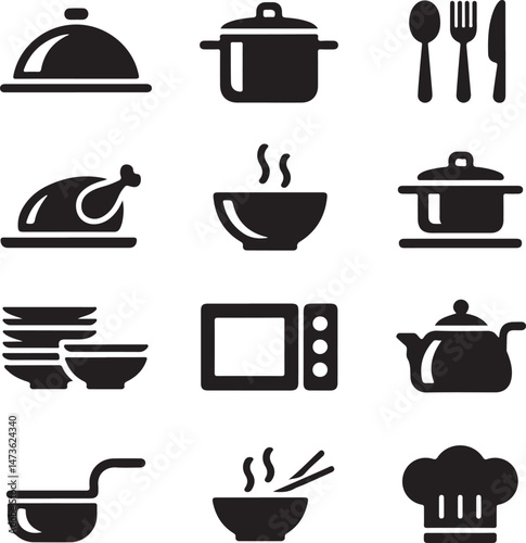 Classic Kitchen Silhouette Collection

Modern Cooking Tools Vector Set

Kitchen Essentials Icon Pack

Chef’s Utensils Silhouette Design

Cozy Home Kitchen Vector Art
