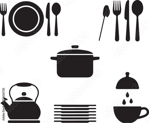 Classic Kitchen Silhouette Collection

Modern Cooking Tools Vector Set

Kitchen Essentials Icon Pack

Chef’s Utensils Silhouette Design

Cozy Home Kitchen Vector Art