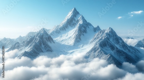 Wallpaper Mural Majestic snow-capped mountain range above clouds Torontodigital.ca