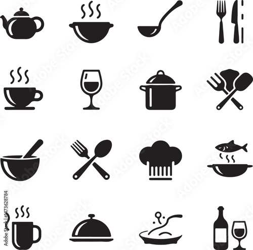 Modern Kitchen Utensils Silhouette Set

Chef Tools and Cutting Board Vector

Cooking Essentials in Kitchen Silhouette

Spoon, Fork, and Knife Bundle Vector

Silhouette of Kitchenware Collection