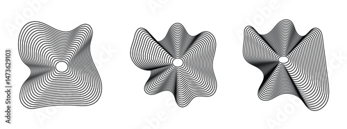 Wave Organic Shape Abstract Lines. Vector Ripple Circles - Sound Wave Pattern. Music Pulse Effect in eps 10.