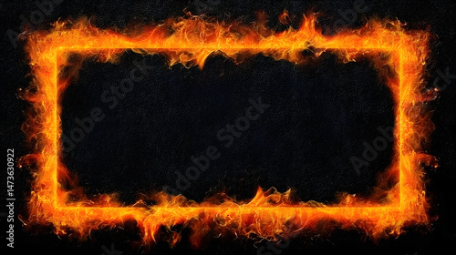 Frame with a fiery border with copy space for text or design elements
