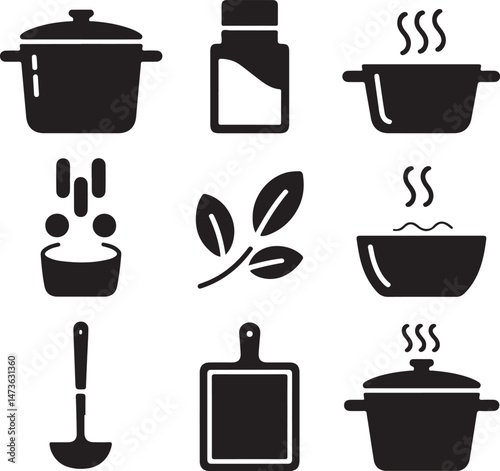 Modern Kitchen Tools Silhouette Set

Cooking Utensils Hanging Vector Design

Chef in Kitchen Action Silhouette

Minimalist Kitchen Scene Illustration

Classic Kitchenware Collection Vector