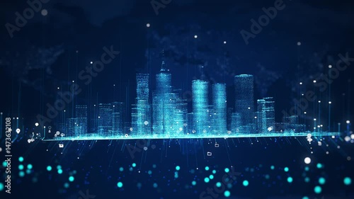 digital city connect data abstract city lights
