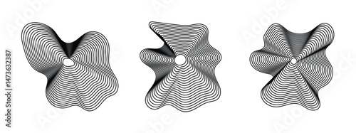 Wave Organic Shape Abstract Lines. Vector Ripple Circles - Sound Wave Pattern. Music Pulse Effect in eps 10.