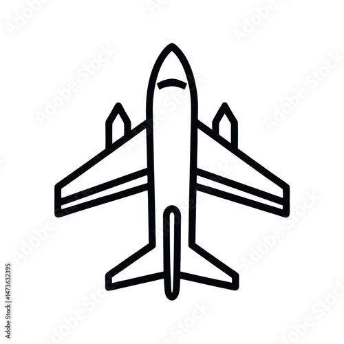 airplane silhouette icon line art in white background