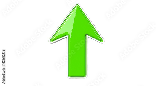 Free Download Glossy bright green upward arrow sticker designed for signaling direction or adding flair to projects, isolated on white, PNG - GFXLoad