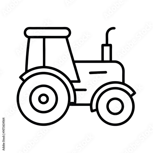 Detailed Farm Tractor Vector Line Art Sketch
