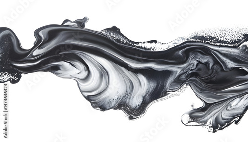 Obraz na płótnie Dark gray ink painting isolated on white, top view w salonie