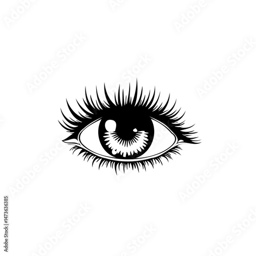 Stylized human eye illustration rendered in monochrome with artistic expression