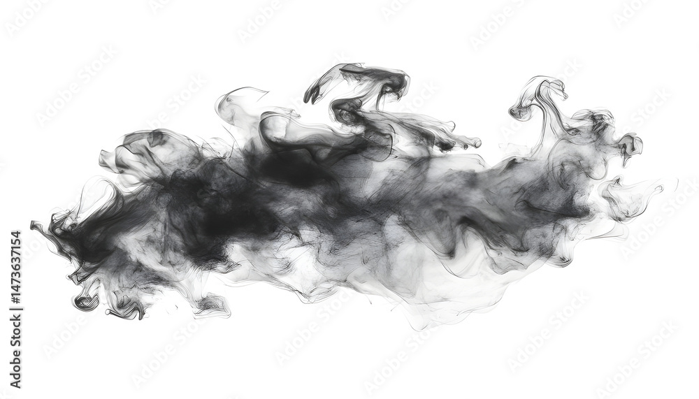 Dark gray ink painting isolated on white, top view