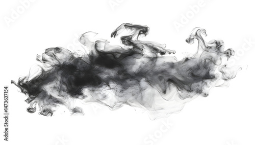 Obraz na płótnie Dark gray ink painting isolated on white, top view w salonie