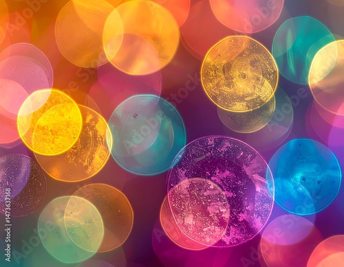 Vibrant Abstract Bokeh Background with Colorful Circles and Glowing Lights Perfect for Festive Designs and Celebrations