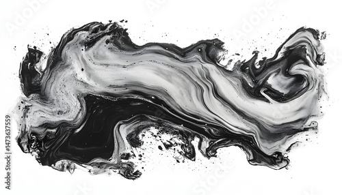 Obraz na płótnie Dark gray ink painting isolated on white, top view w salonie