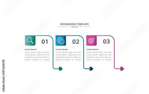 3 step or option infographic tempale design vector with line and arrow for business and presentation