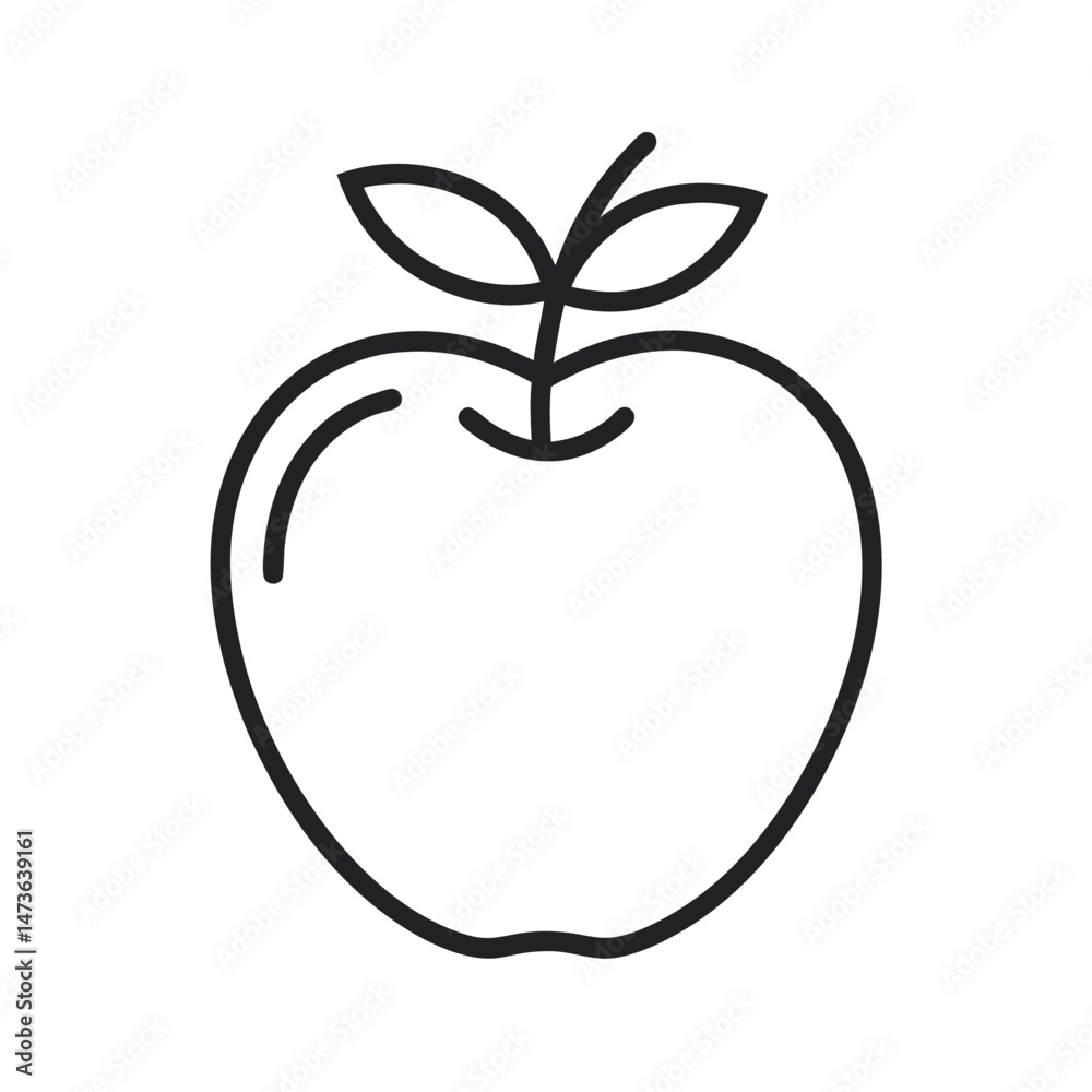 apple fruit vegetable icon line art white background