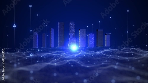 digital connect city abstract city background