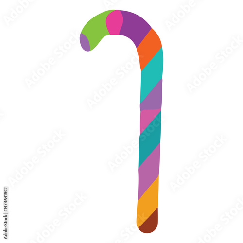 Candy cane illustration vector, candy Confection clipart, sweet candy isolated

