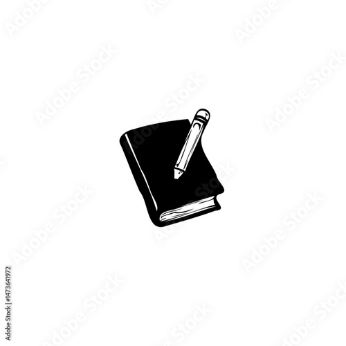 Minimalist depiction of a journal and a pencil suggesting creative expression