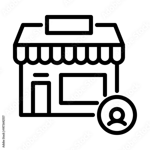 shop owner outline icon. marketing line art illustration.