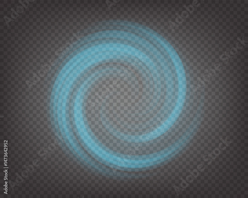 Blue cold or fresh air circle rotating effect. Wind from conditioner Whirlwind flow. Vector illustration