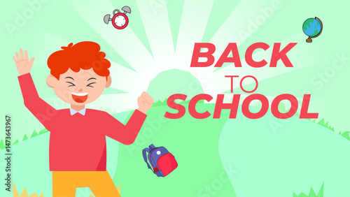 back to school season vector flat cute character illustration with schools accessories. school beginning concept.