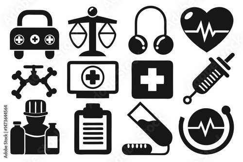 medical icons set