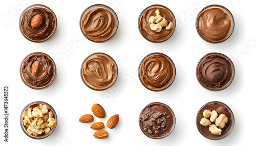 Sample of tasty nut butter isolated on white, top view
