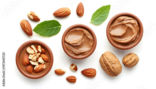 Obraz na płótnie Sample of tasty nut butter isolated on white, top view w salonie