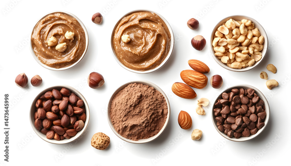 Sample of tasty nut butter isolated on white, top view