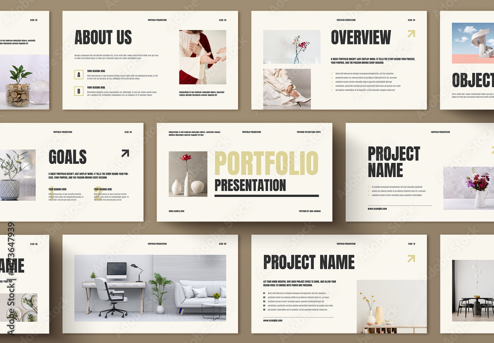Professional and Minimalist Portfolio Presentation Template Layout ...