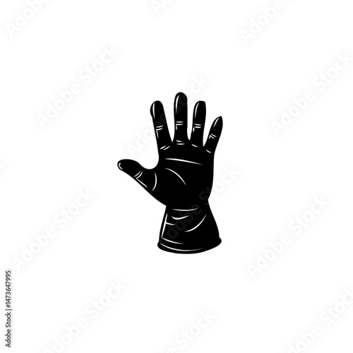 Stylized illustration of a gloved hand reaching upwards on clear backdrop