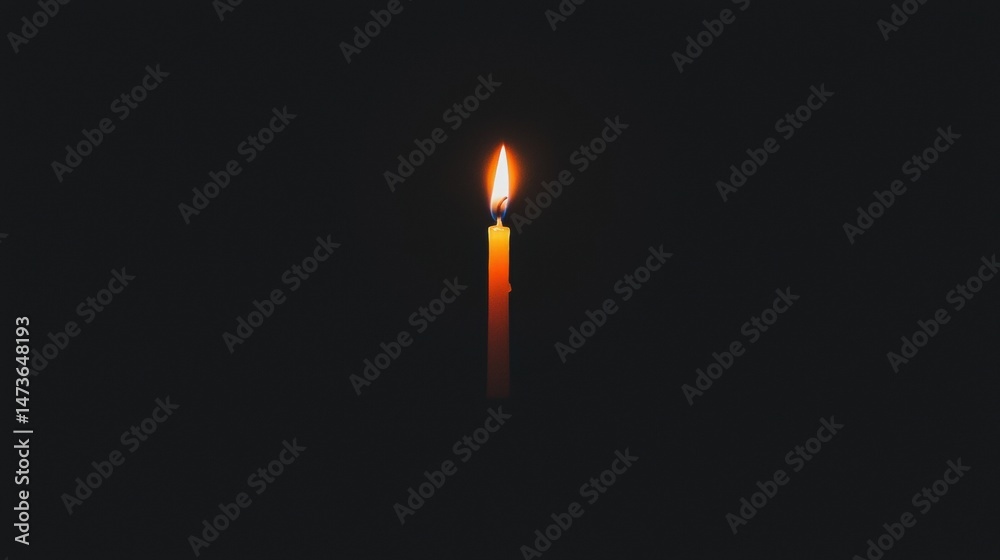 Fototapeta premium A single lit candle in the dark.