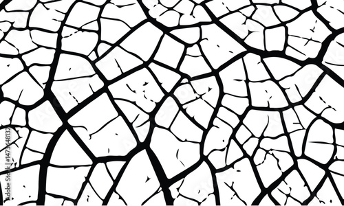 White Surface Texture In Pieces. Grey plaster facade house wall with dark cracks

