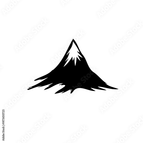 Stylized mountain peak illustration in monochrome for outdoor adventure branding